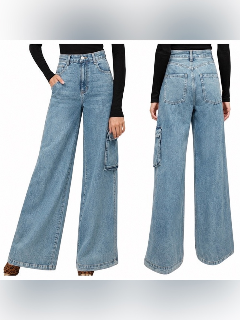 Veronica Beard Belisa high-rise cargo jeans Bright Lakeshore